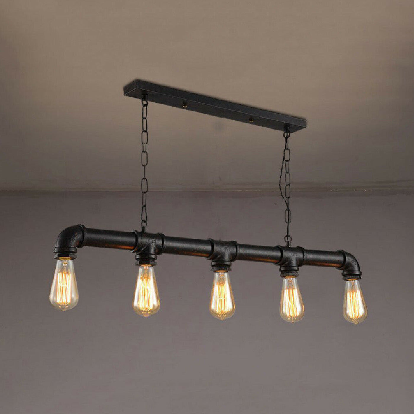 Waterpipe Ceiling Light 5 Light Chandelier Black~2110
