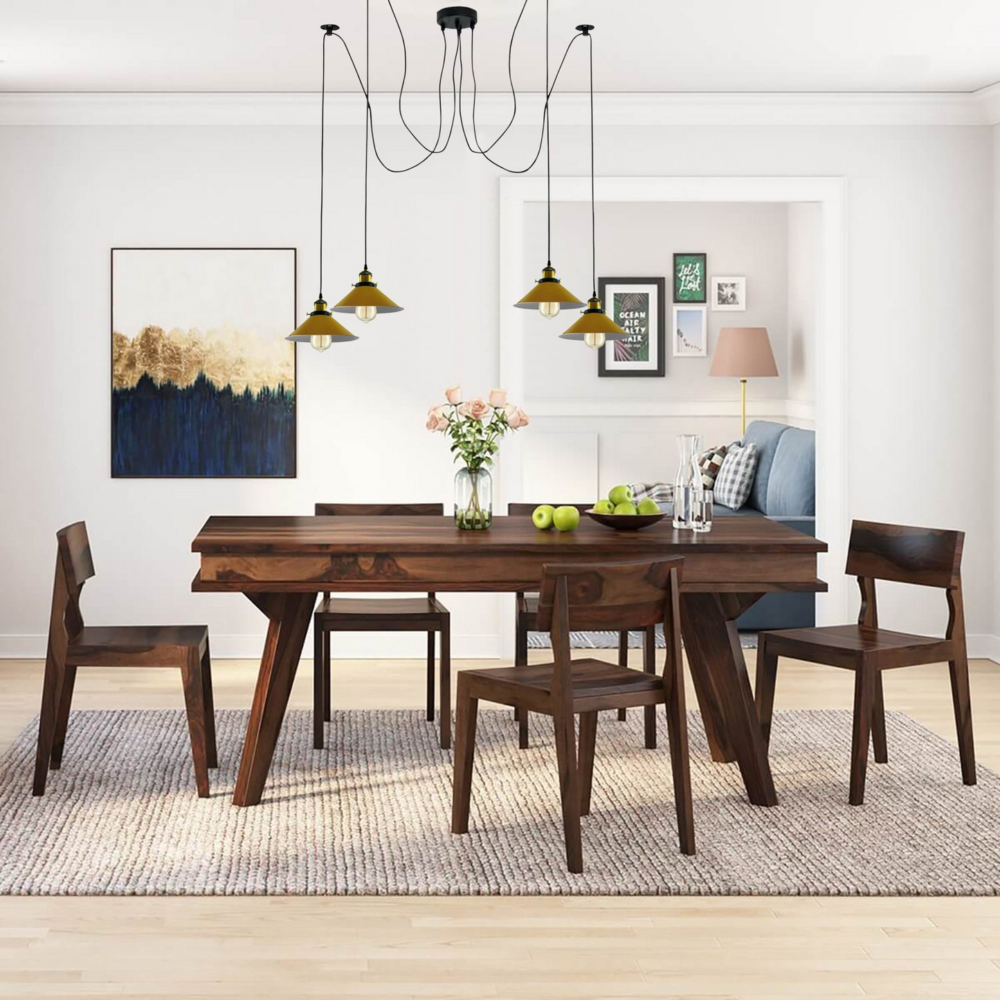 Modern large spider Braided Pendant lamp 4heads Clusters of Hanging Yellow Cone Shades Ceiling Lamp Lighting~3434