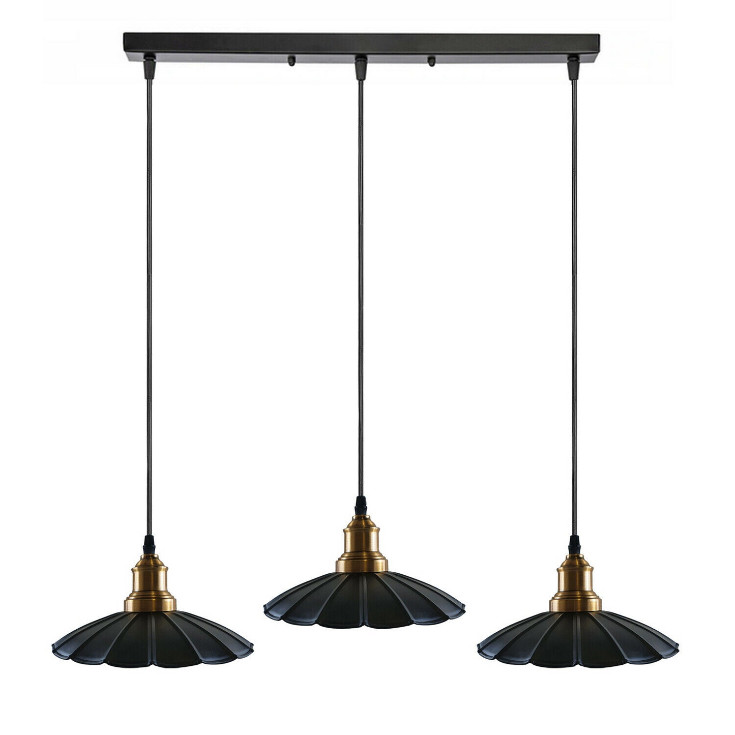 Black 3 Pendant Light with Gold holder~1487