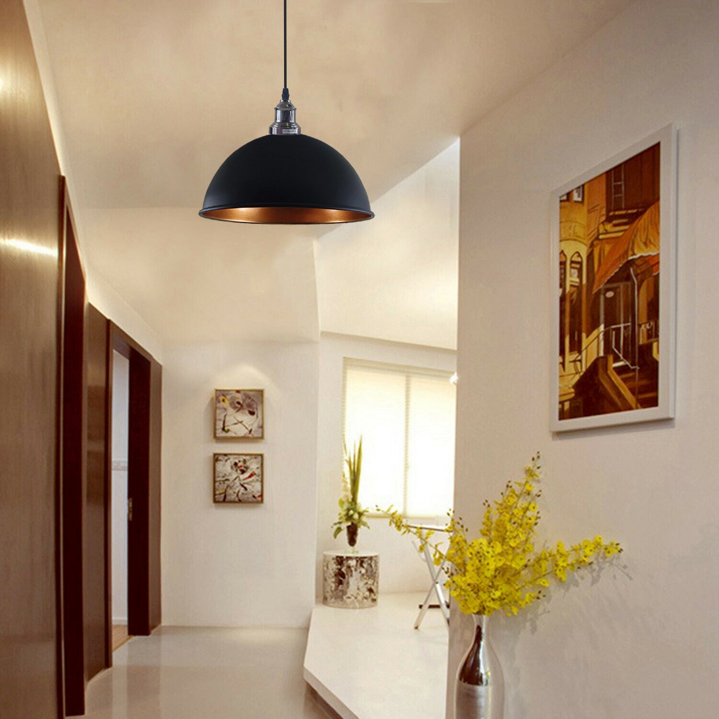 Industrial Black and Brass Pendant Light~1602