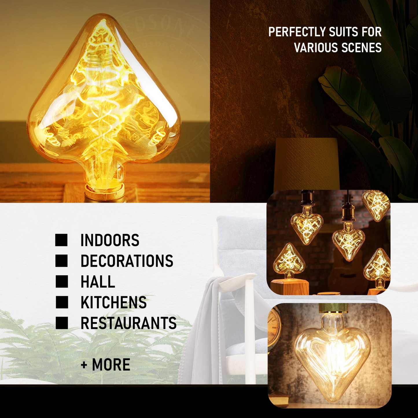 E27 Heart-Shaped 4W LED Filament Bulb ~1044