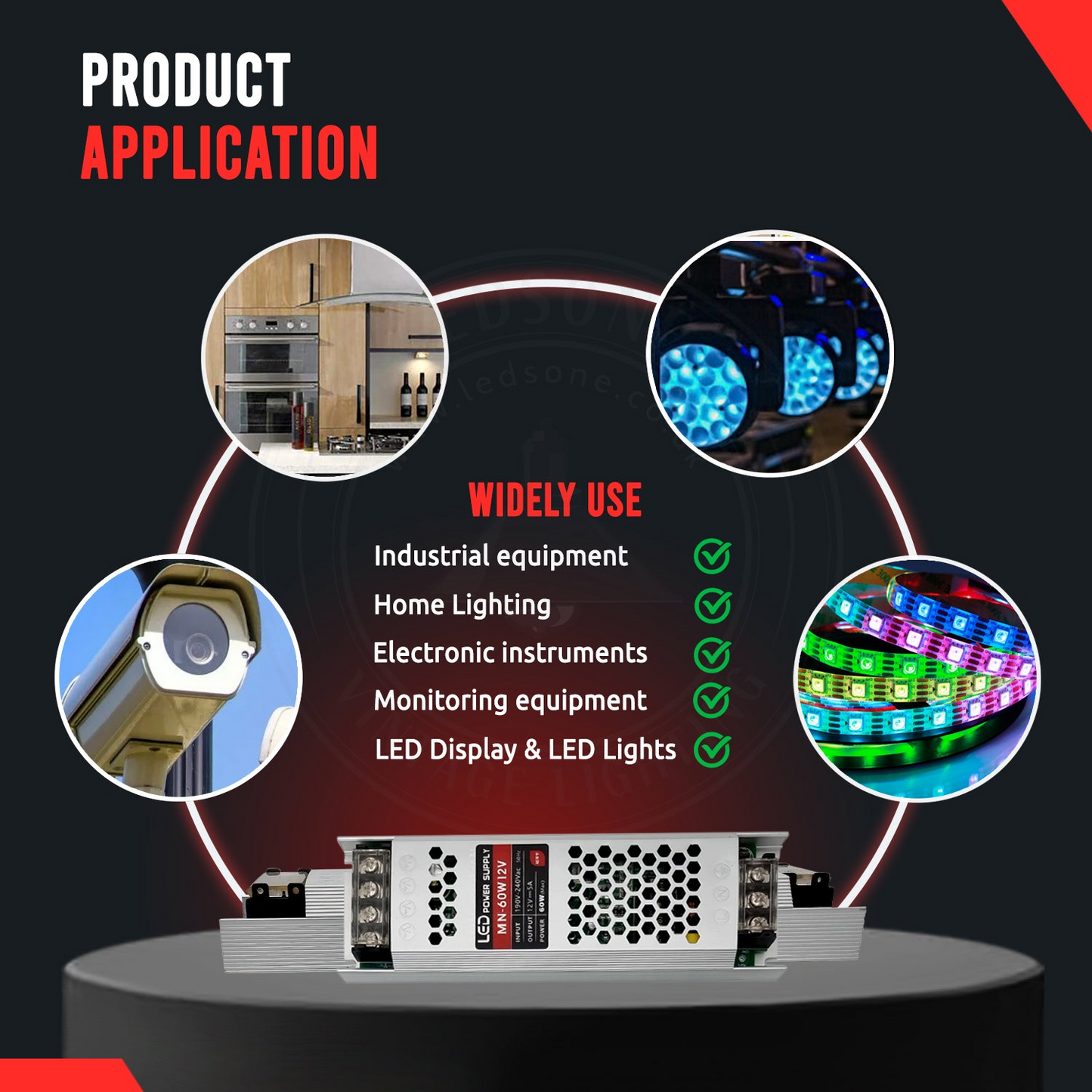 LED Driver 12V 150W Power Supply 190/240V AC to DC 12V 12.5 A Ultra Slim IP20~2356