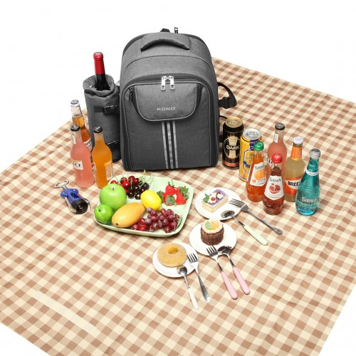 E6915 - Kono Canvas Picnic Backpack - Grey