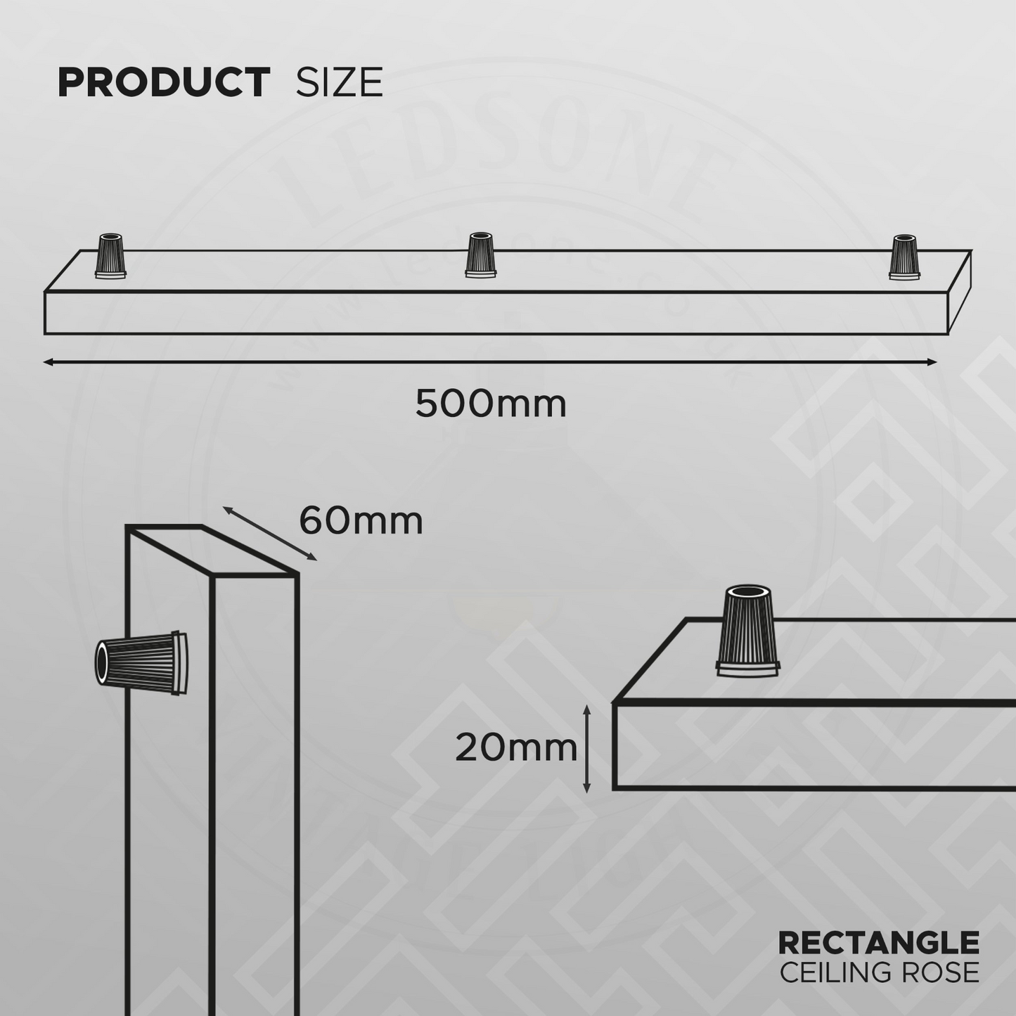 Satin Nickel 3 Outlet Rectangle Ceiling Rose Modern Industrial Ceiling Light Fitting Plate~4133