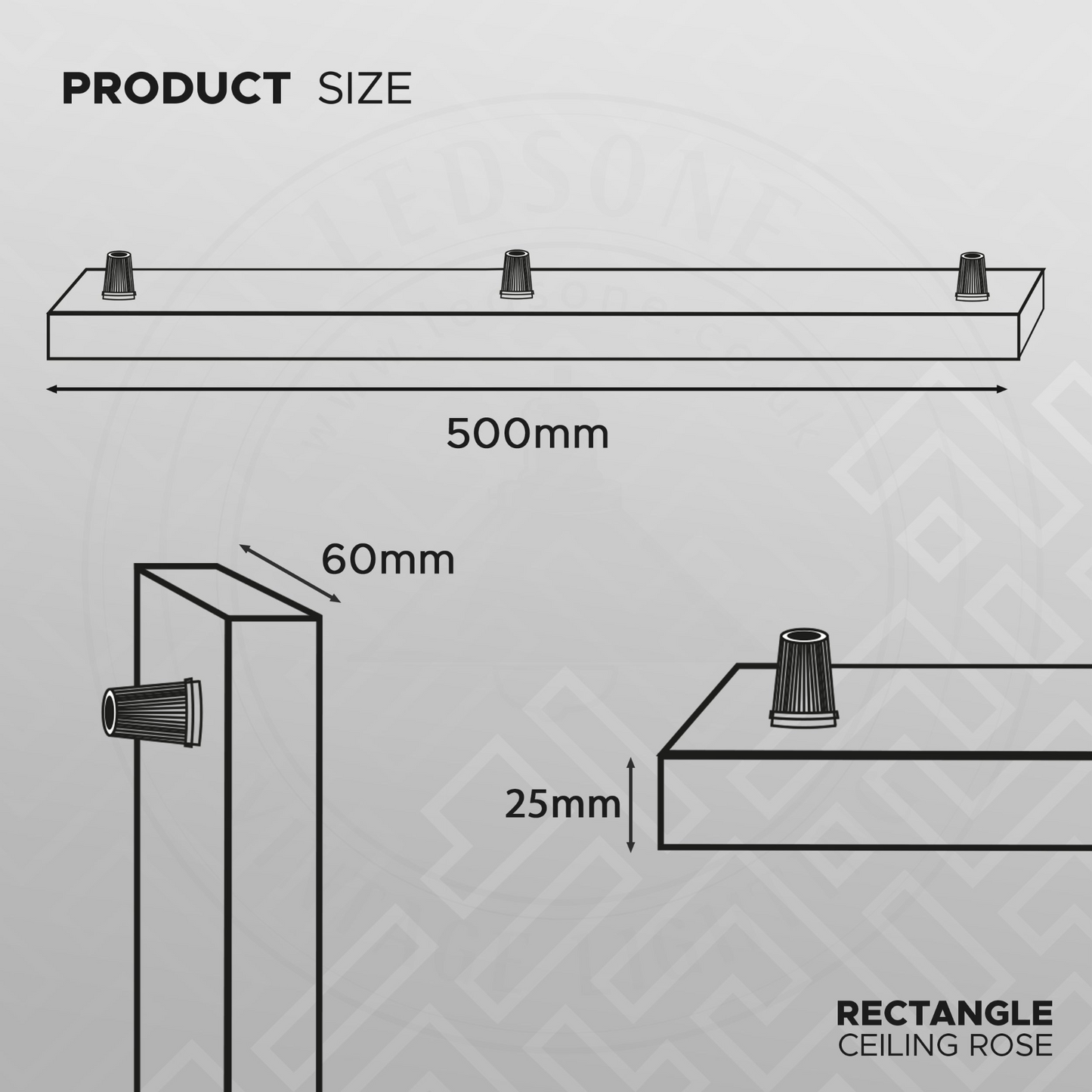 Modern Metal 3 Outlet Chrome Ceiling Rose 500 mm x 60 mm~4135