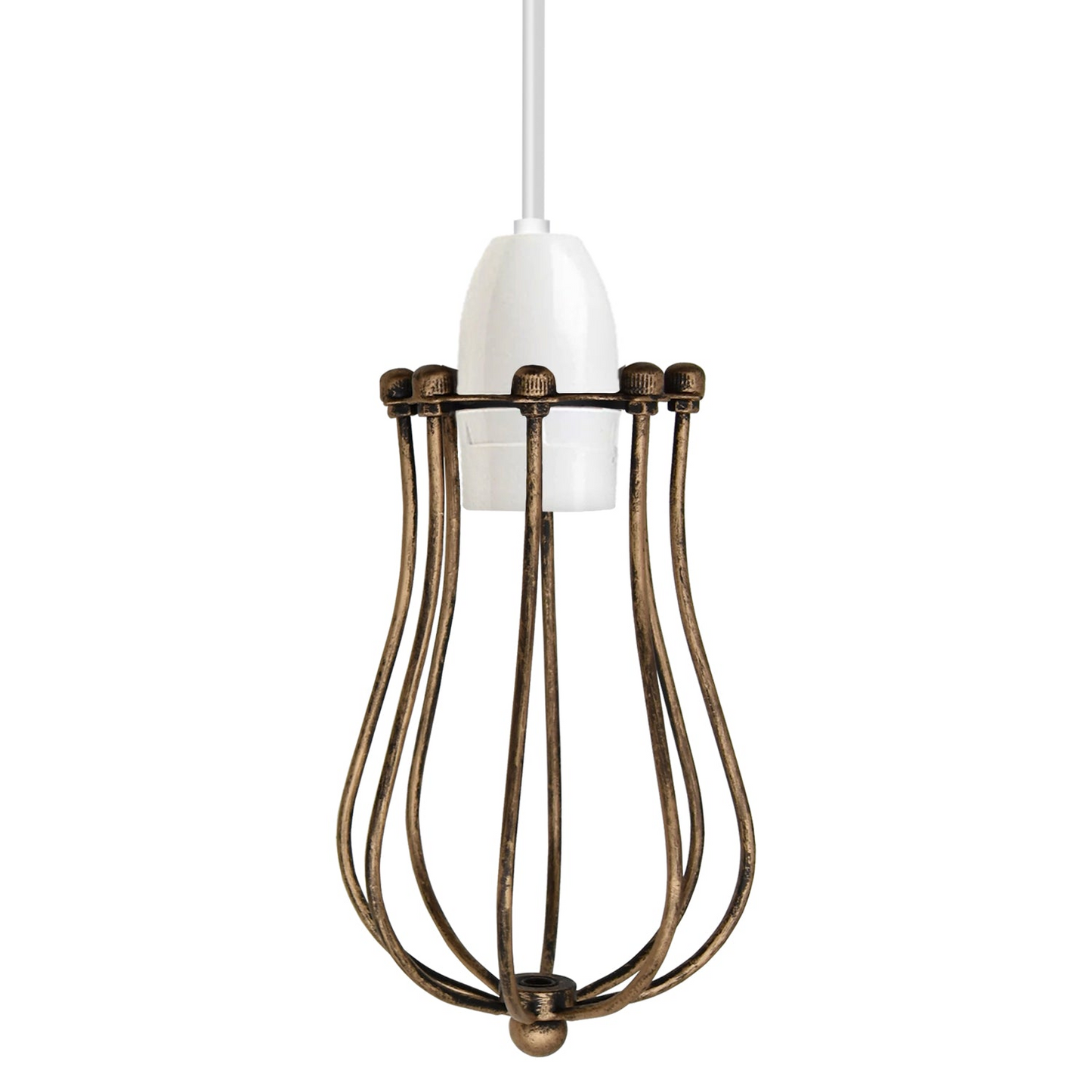Wire Cage Balloon Lampshade Brushed Copper Metal~2443