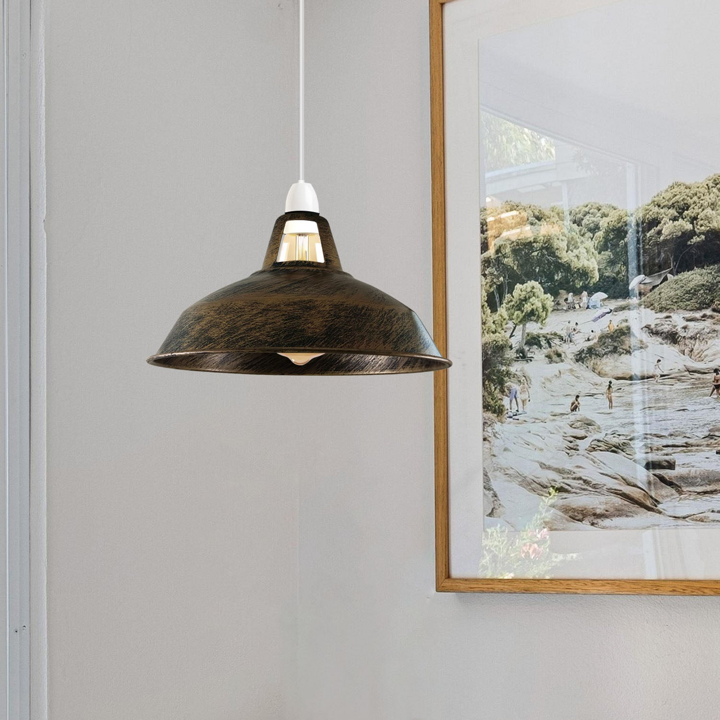 Metal Ceiling Vintage Industrial Loft Style Pendant Lighting Lampshade in Colour~1072