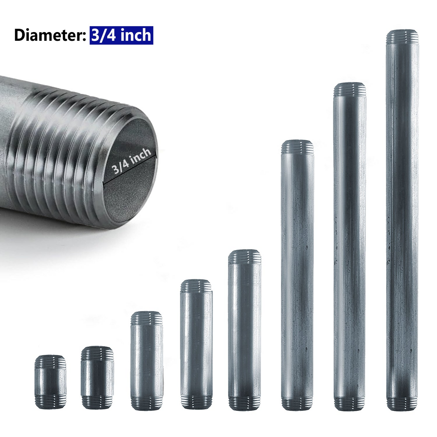 40cm ¾ BSP Galvanized MALLEABLE Tubing Iron threaded Pipe Light Fittings~1160