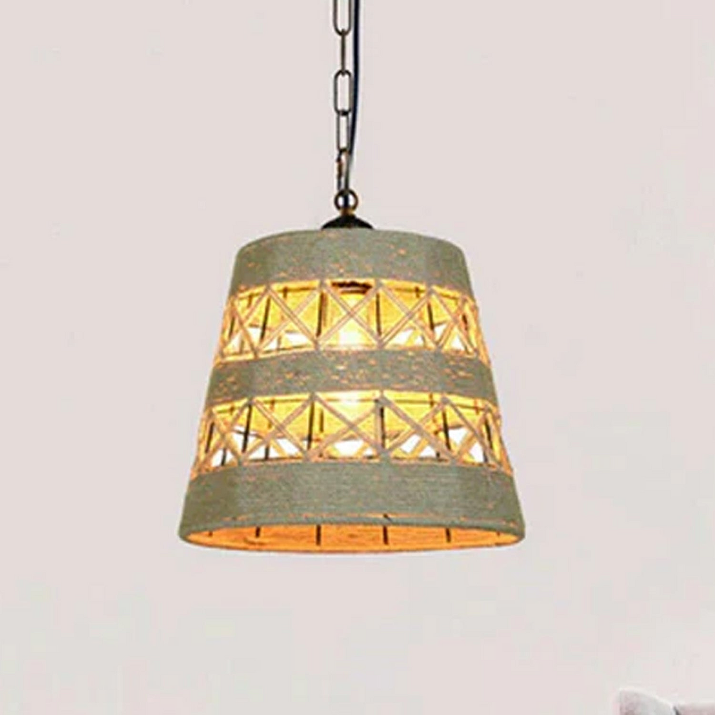 Drum Shape Ceiling Pendant Light Hemp Rope Hanging Light E27 Lamp Shade~1534