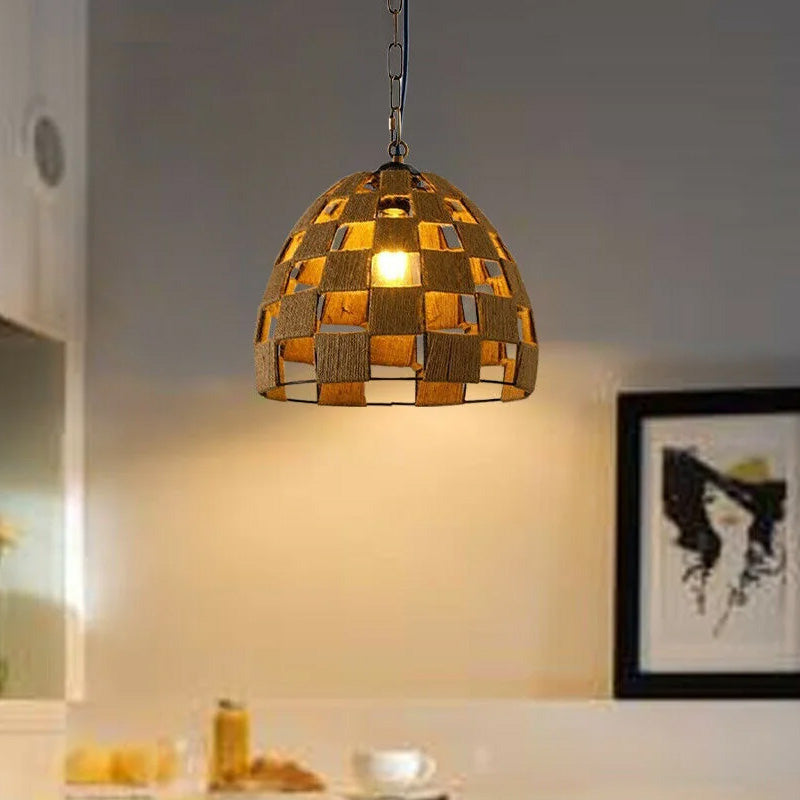 Dome Shape Ceiling Pendant Light Hemp Rope Hanging Light E27 Lamp Shade~1535