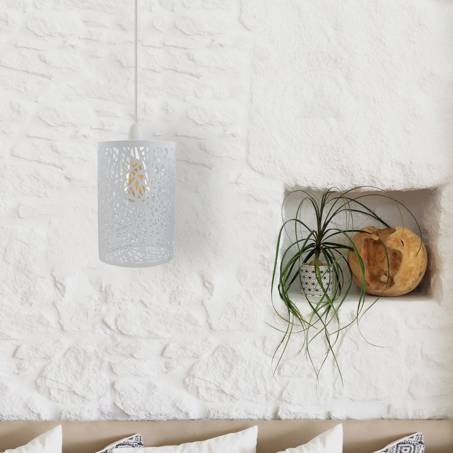 Modern White Cage Pendant Light ~1995