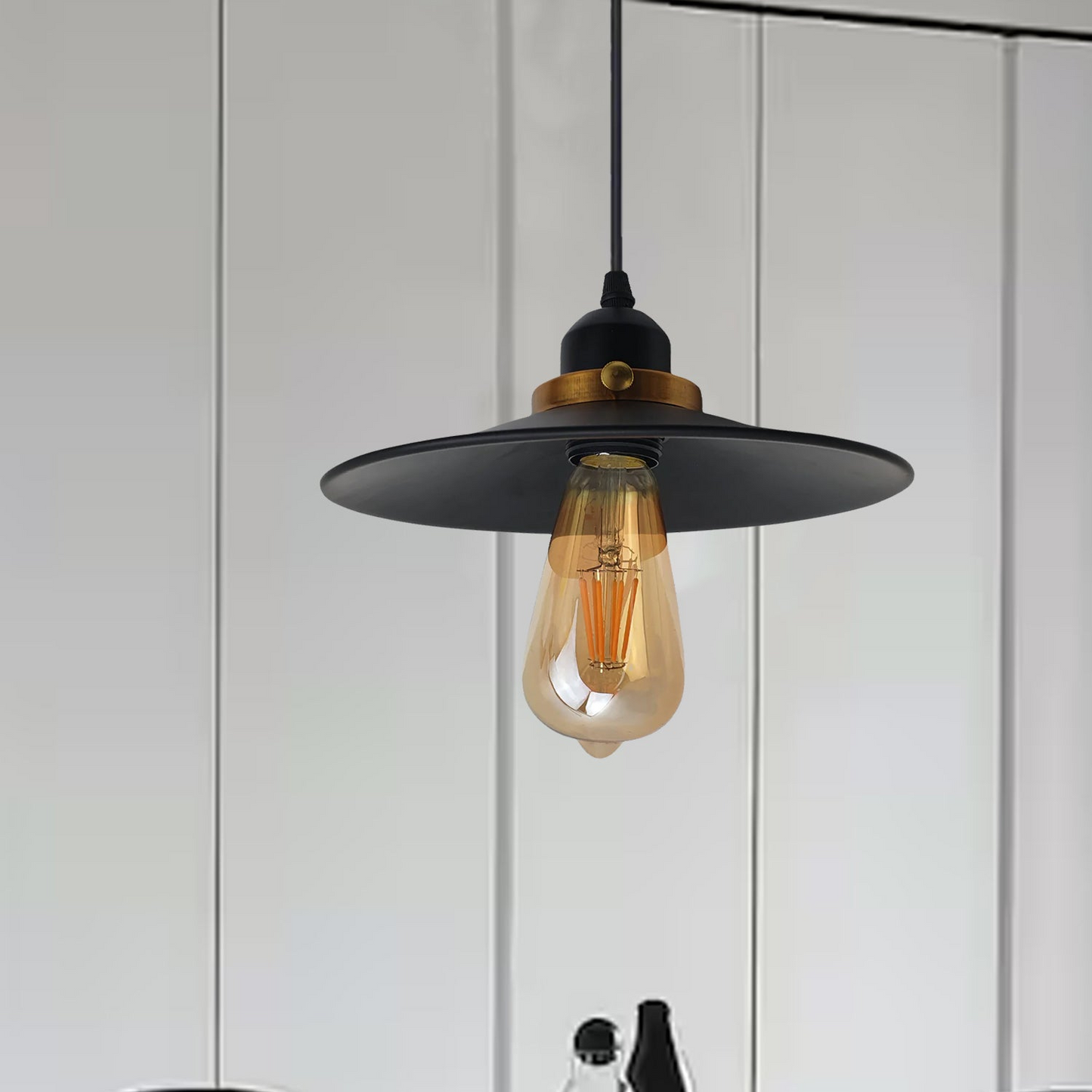 Adjustable Black Metal Ceiling Pendant Light Easy Fit ~2463