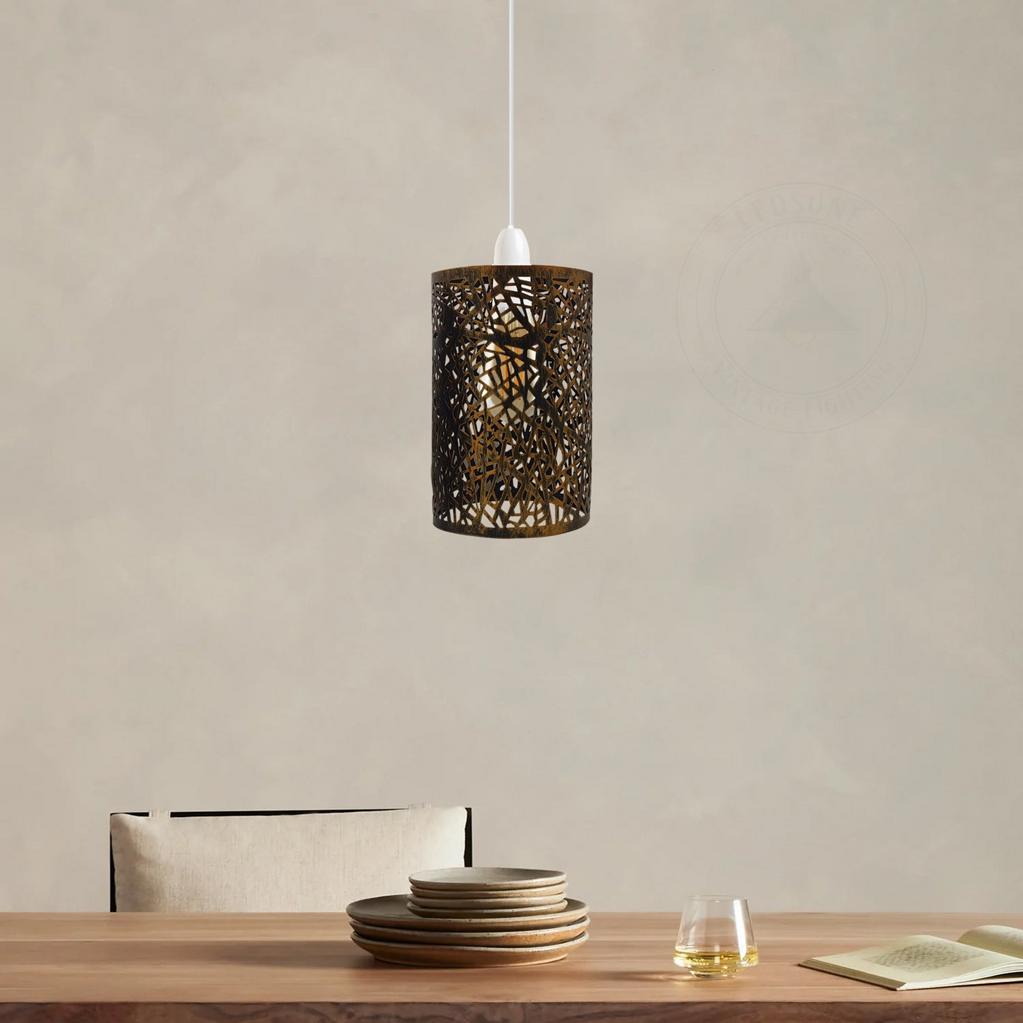 LEDSone industrial vintage Modern Drum Lampshade Brushed Copper Colour Retro Style~2451