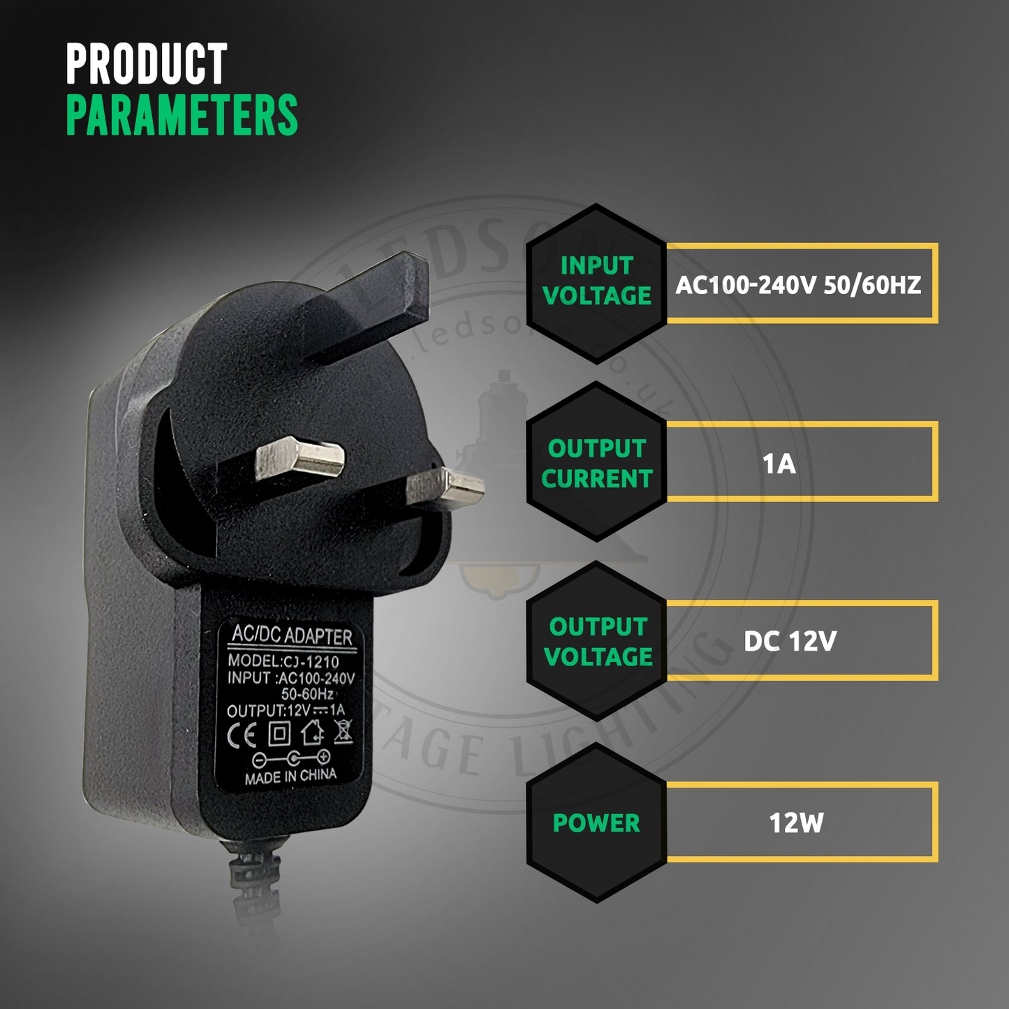 Universal Regulated Power Adapters_AC 100-240V to DC 12W 1A~2366