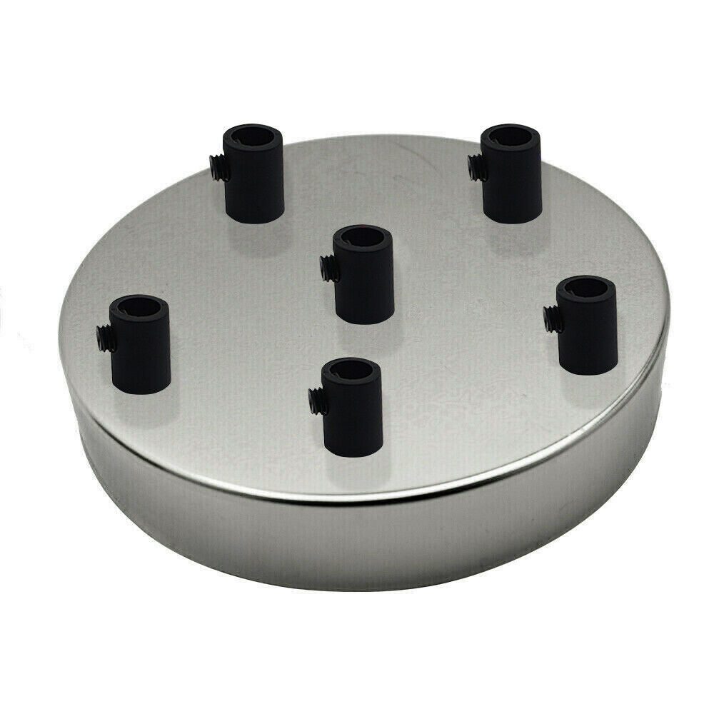 LEDSone industrial Vintage 6 Outlet Chrome Metal Ceiling Rose 120x25mm~2787