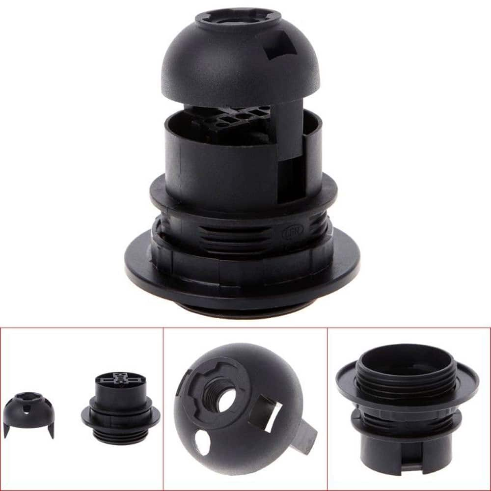 Black E27 Pendant Lamp Holder with Shade Ring & Cord Grip~2967