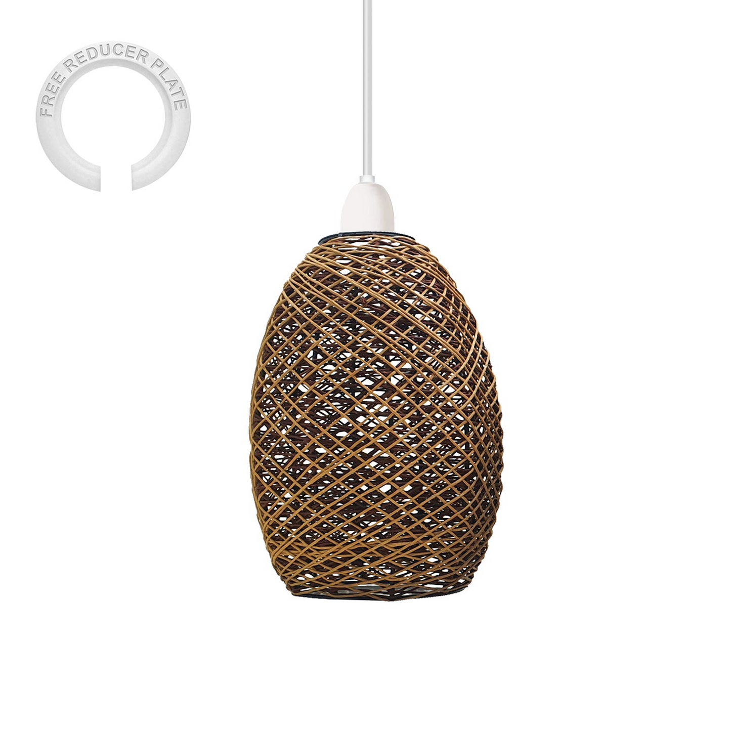 Easy Fit Lampshade Woven Design Rattan Ceiling Brown Light Shade~1968