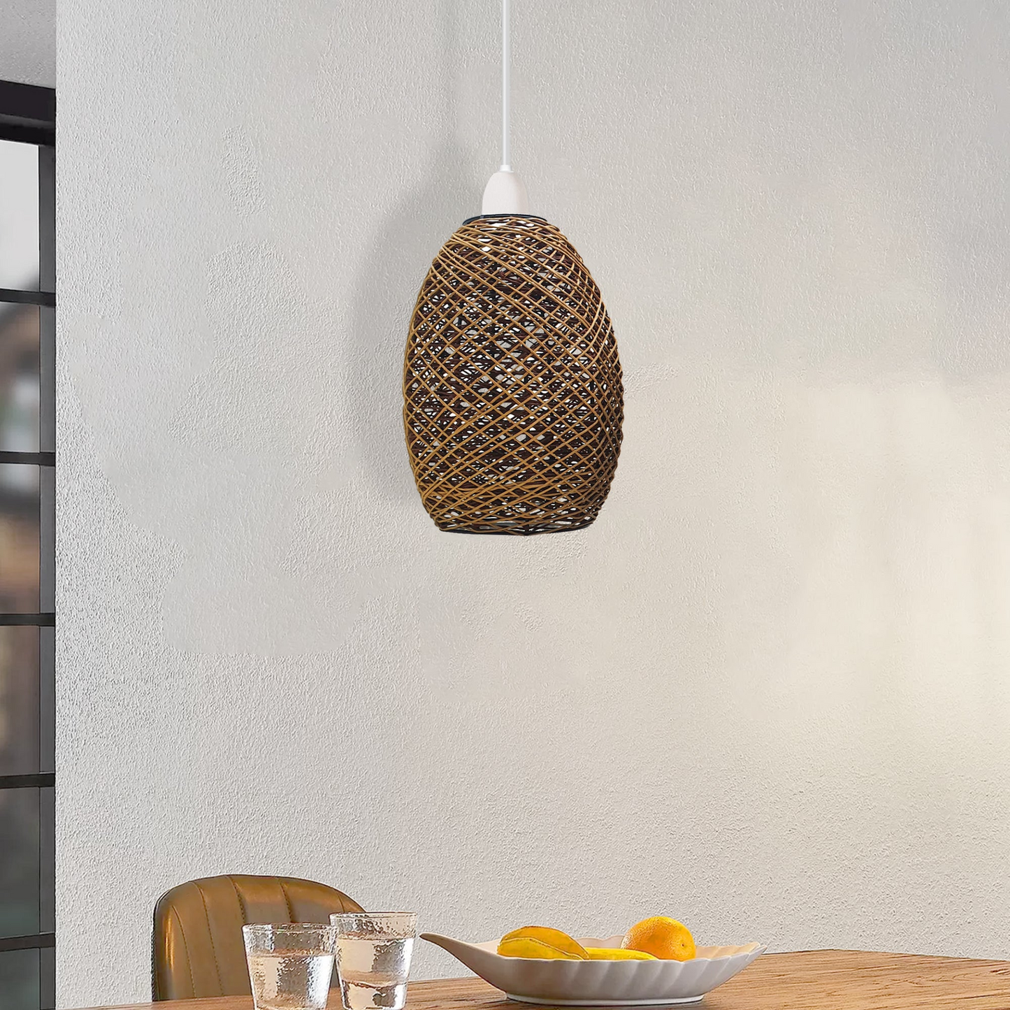 Easy Fit Lampshade Woven Design Rattan Ceiling Brown Light Shade~1968
