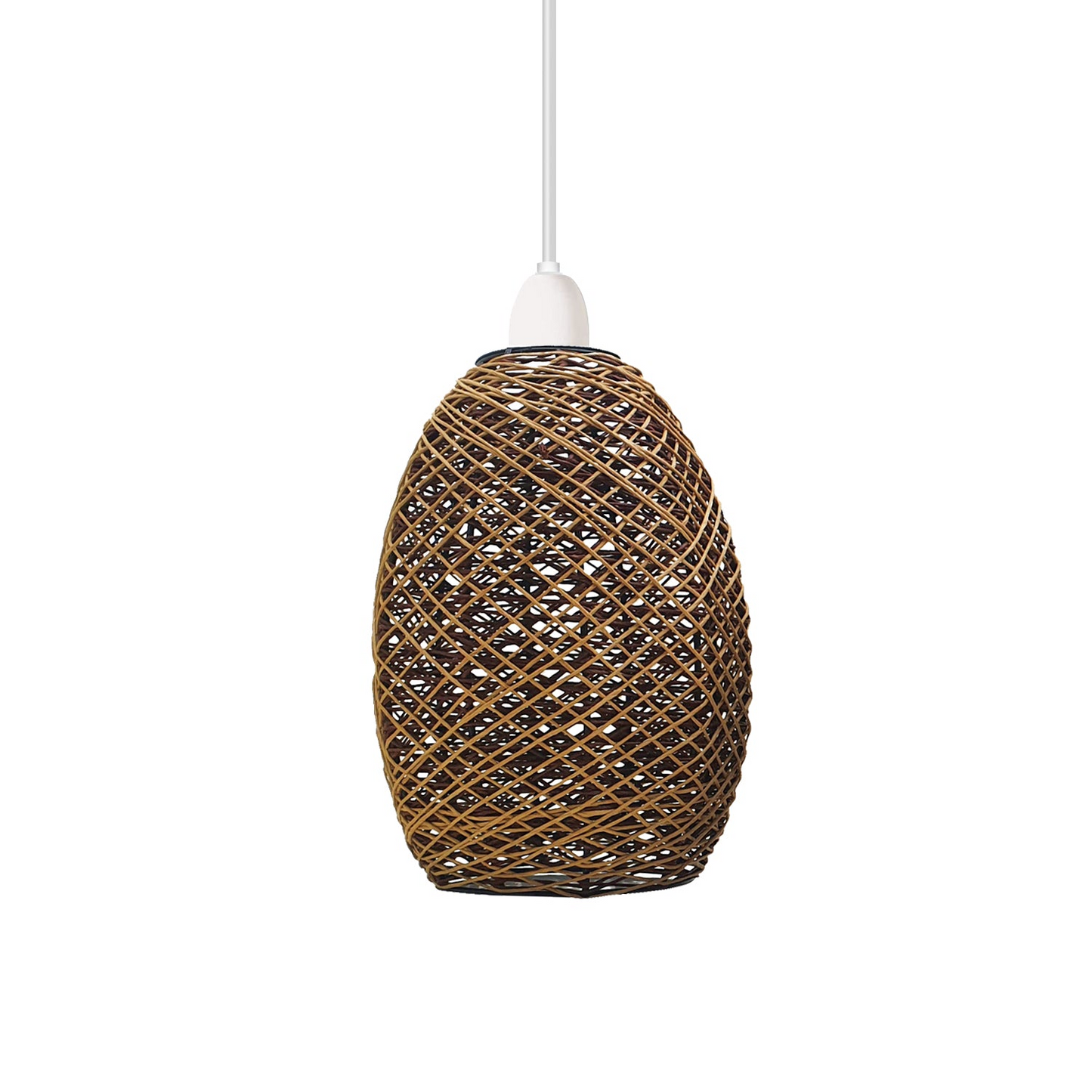 Easy Fit Lampshade Woven Design Rattan Ceiling Brown Light Shade~1968