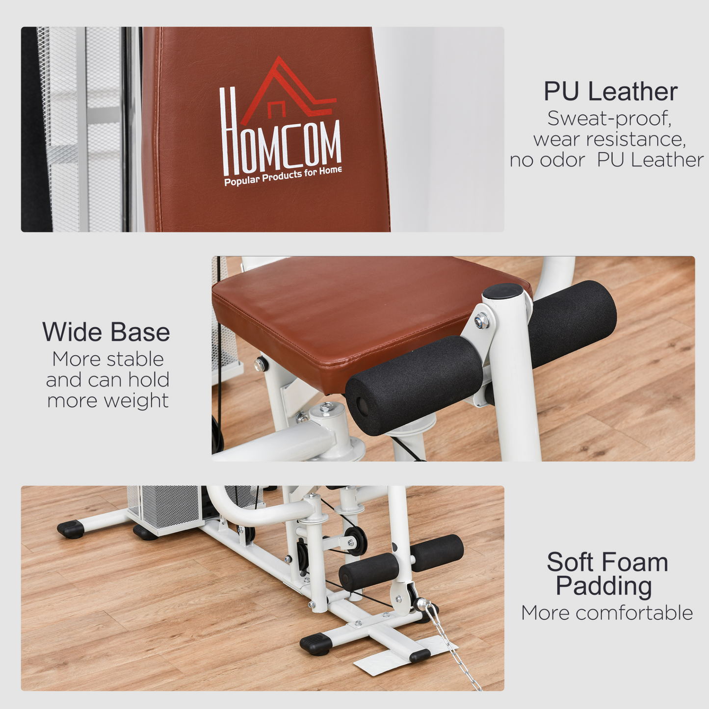 HOMCOM Multifunction Home Gym Weight Training Workout Station Fitness Strength Machine in White