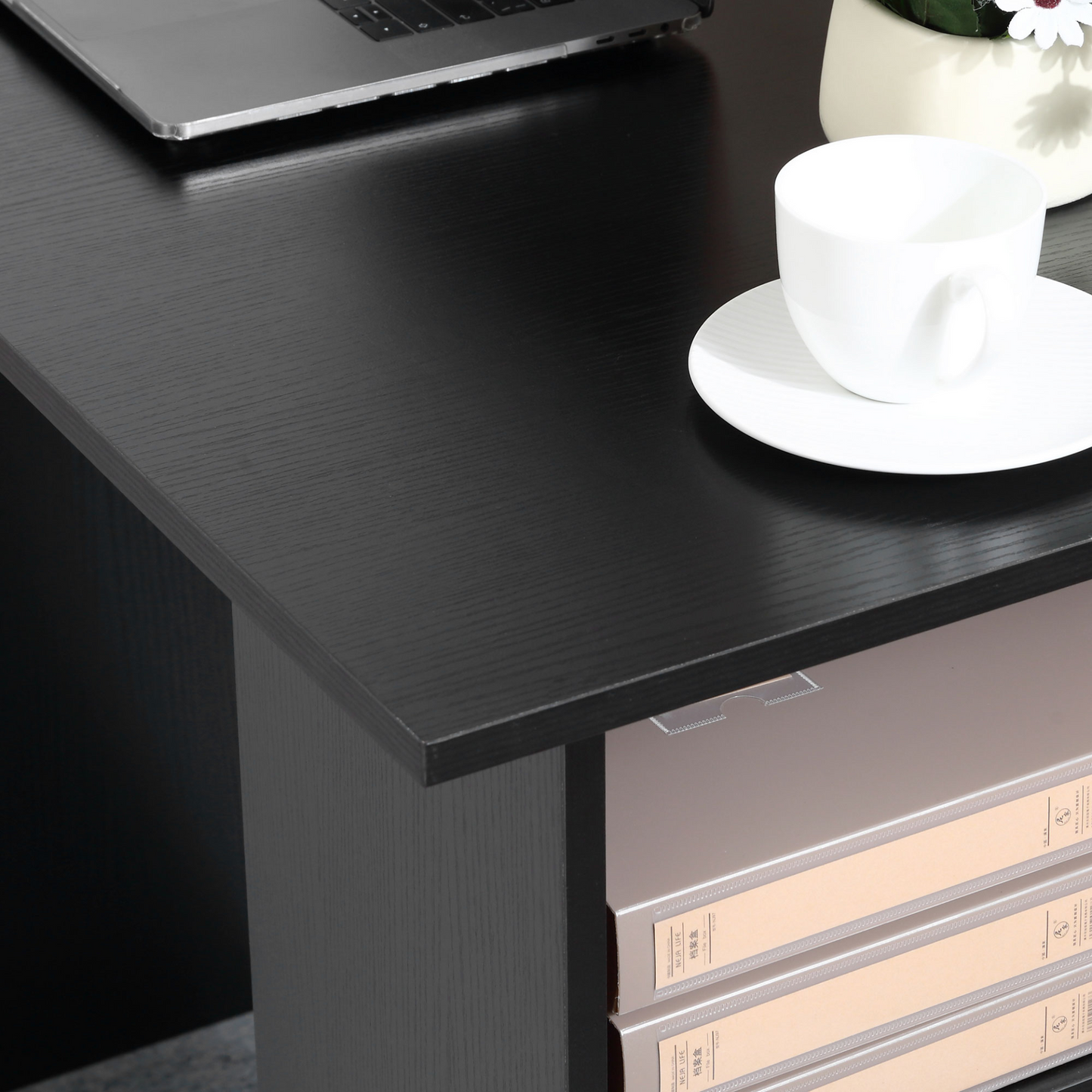120cm Computer Desk with Storage Shelves Drawers, Writing Table Study Workstation for Home Office, Black by HOMCOM