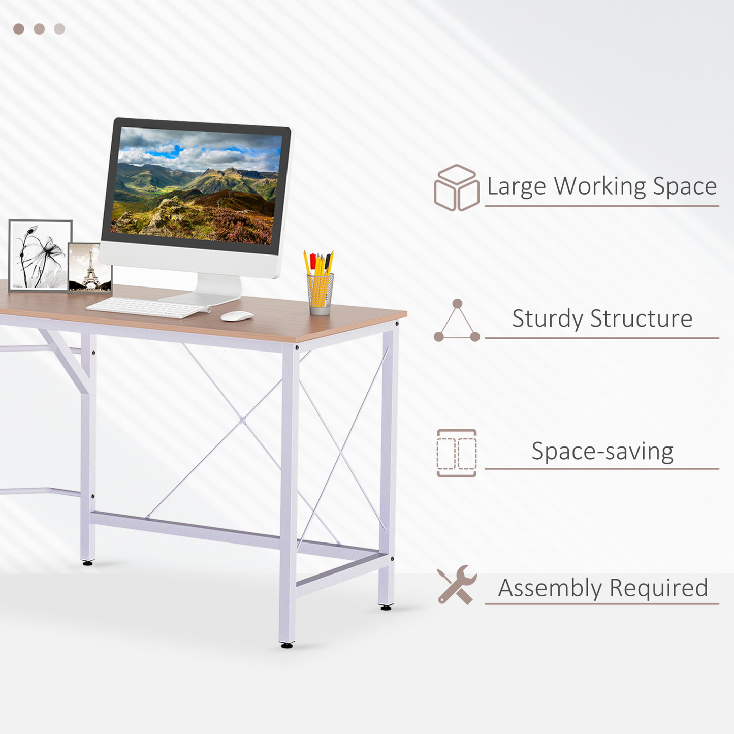 L-Shape Corner Gaming Desk, Computer PC Workstation for Home Office, Three Worktop Writing Table, 76x150cm, Oak | HOMCOM