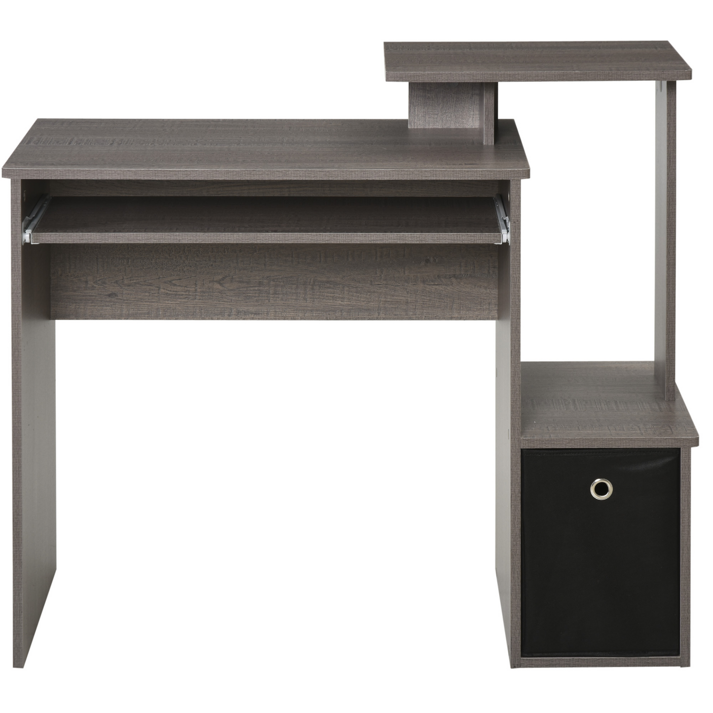 Computer Table with Sliding Keyboard Tray, Storage Drawer & Shelf, Home Office PC Desk, Computer Desk in Grey | HOMCOM