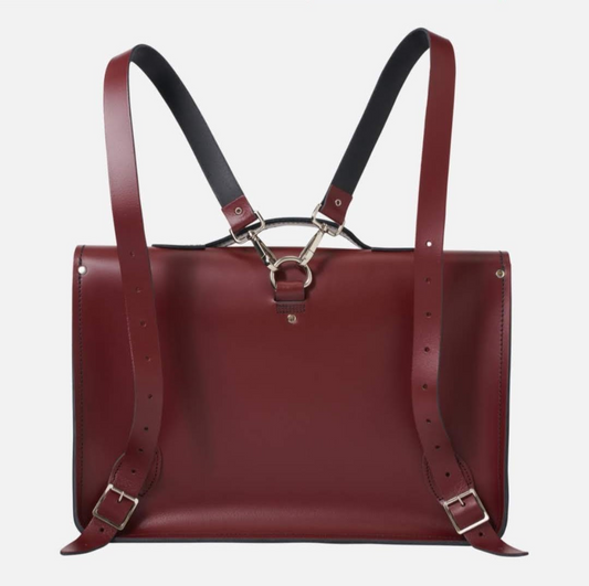 Leather Satchel Backpack - Marsala Red