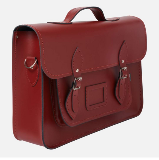 Leather Backpack Satchel - Oxblood Red