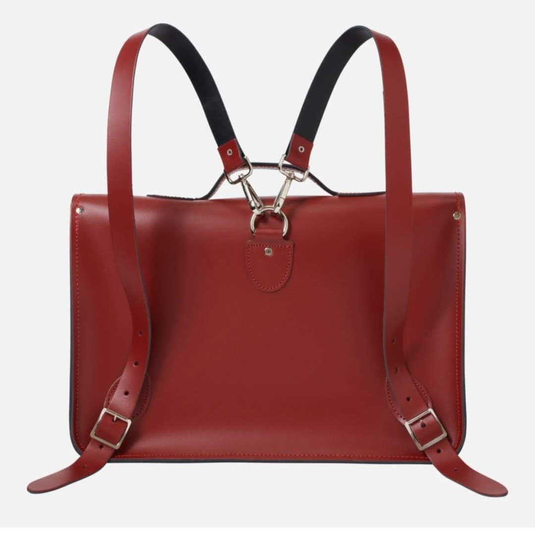 Leather Backpack Satchel - Oxblood Red