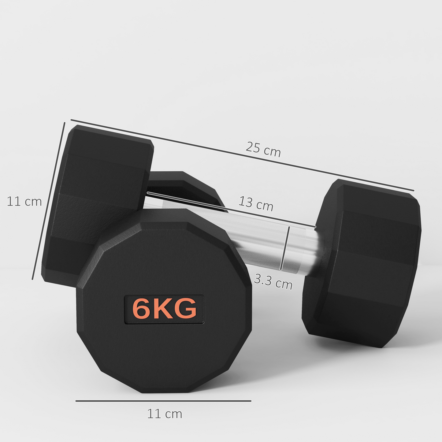 2 x 6kg Dumbbells Weights Set with 12-Sided Shape and Non-Slip Grip for Men Women Home Gym Workout by SPORTNOW
