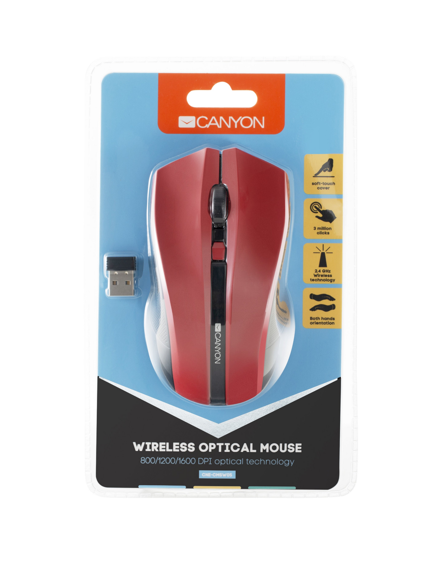 Canyon Wireless Optical Mouse in Red - CNE-CMSW05R