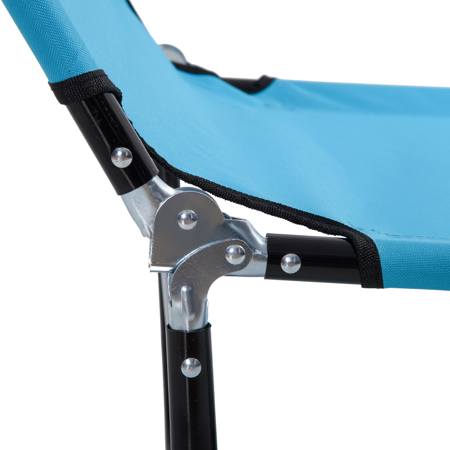 Foldable Sun Lounger Set of 2 with 5-Position Adjustable Backrest, Outdoor Portable Recliner Chaise Lounge Chair with Breathable Mesh Fabric, Sky Blue by Outsunny