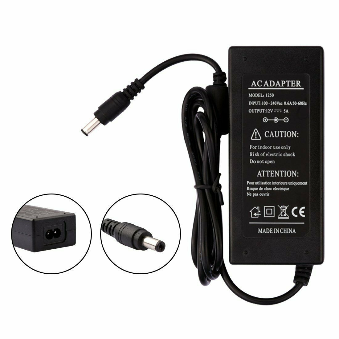 12V 5A 60W 3 Pin Plug 12v Power Supply Adapter Conventer ~2364