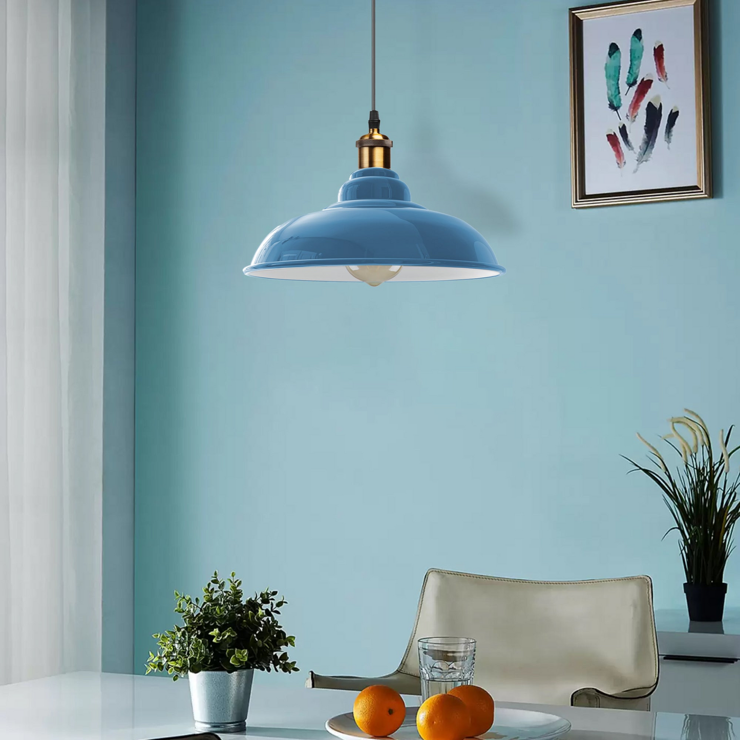 Light Blue Lamp Shade Gloss Modern Metal Light Shade~1087