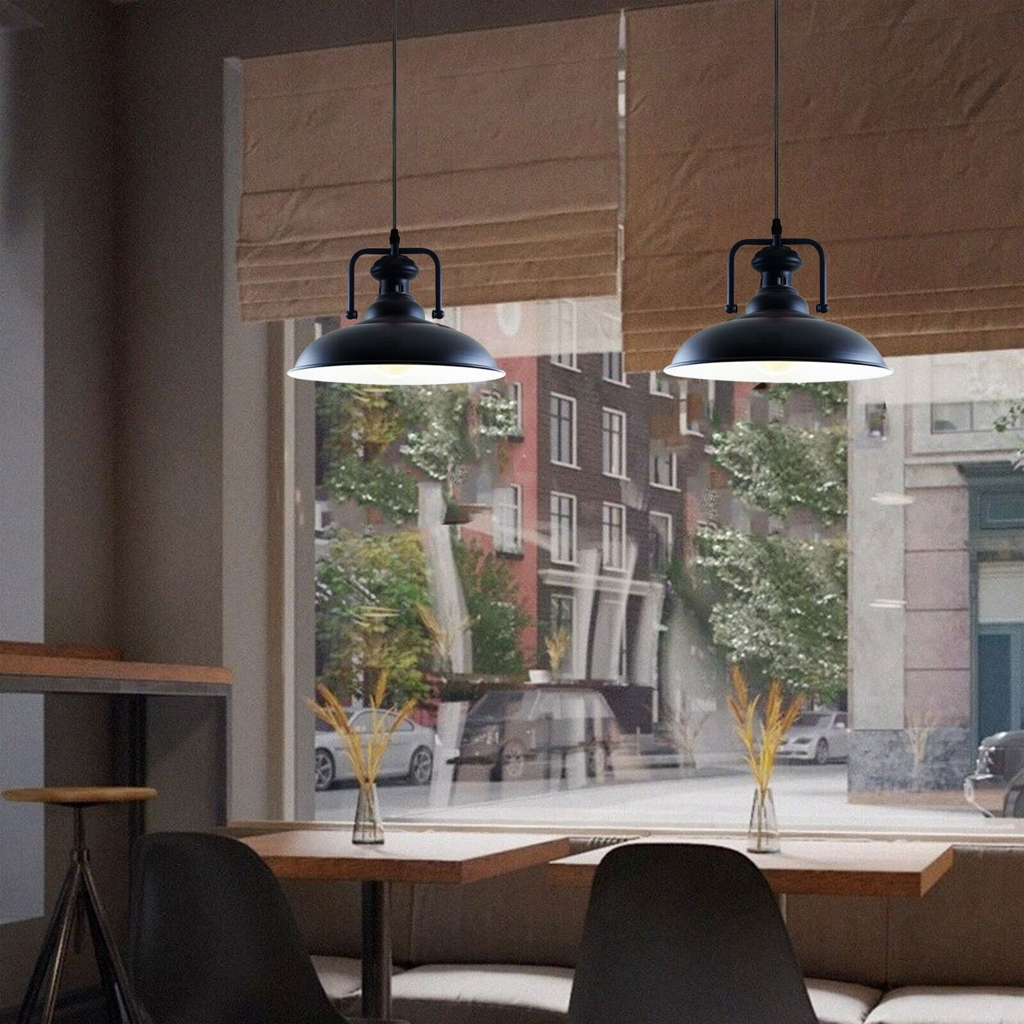 Black Colour Gloss Modern Metal Indoor Home Light Lampshade~1083