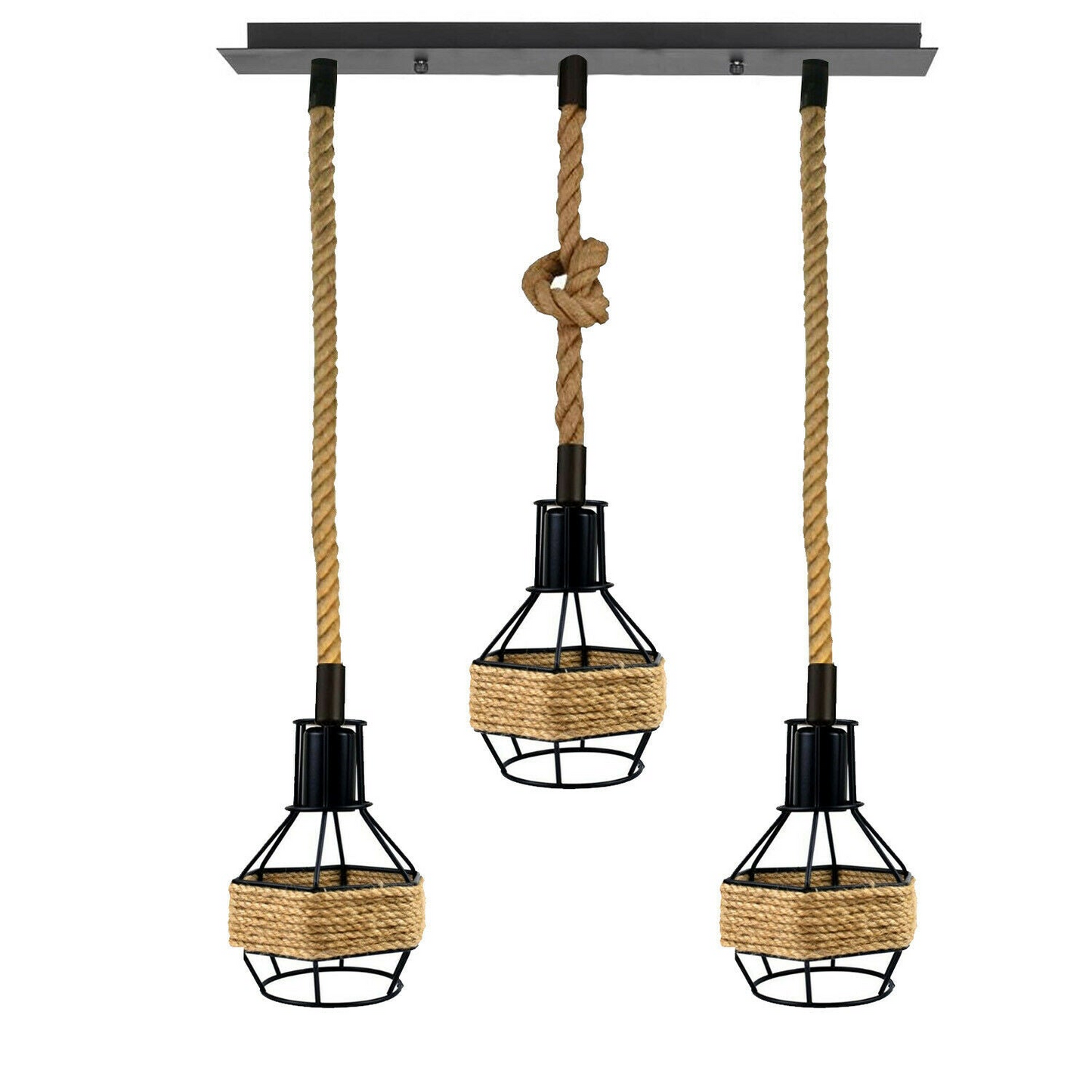 Vintage 3 Head Rope Pendant Light Fitting~2230