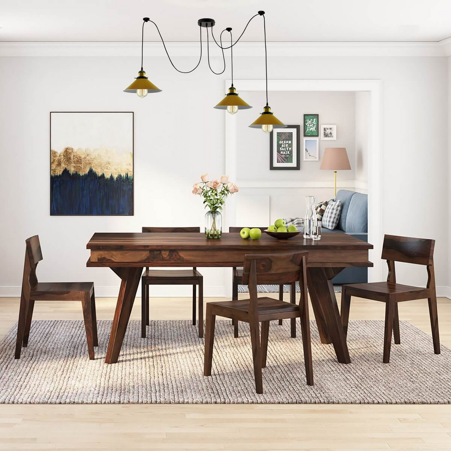 Modern large spider Braided Pendant lamp 3heads Clusters of Hanging Yellow Cone Shades Ceiling Lamp Lighting~3433