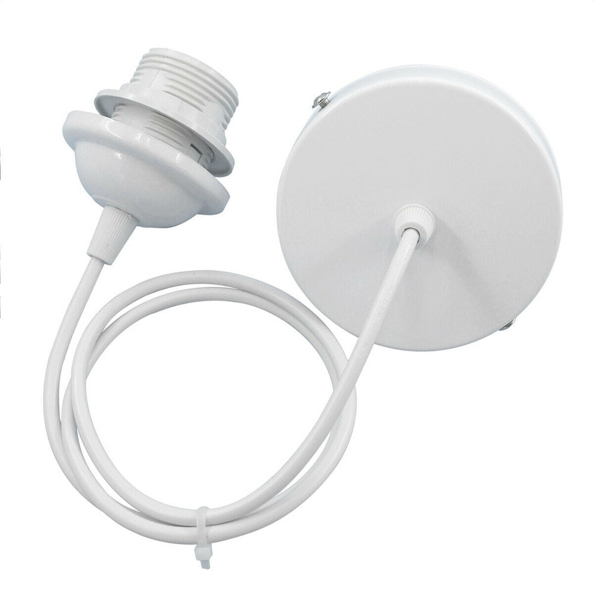 E27 Ceiling Rose White Light PVC Flex Pendant Lamp Holder Fitting~2378