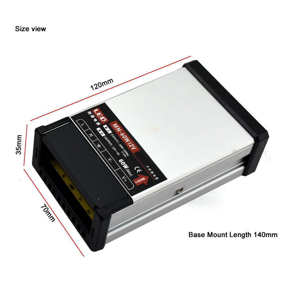 LED DC 12V 60W Rainproof Power Supply Outdoor Transformer~2109