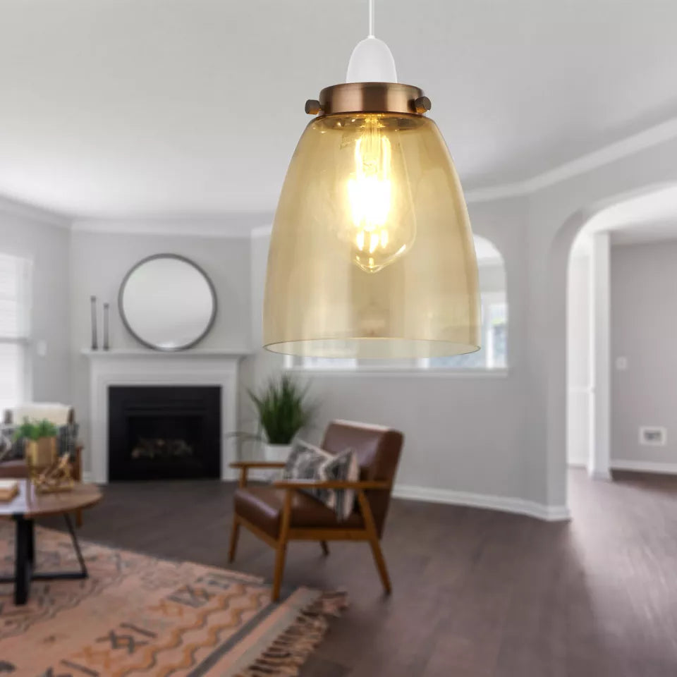 Vintage Retro Style Amber Glass Ceiling Pendant Light Lampshade~2181