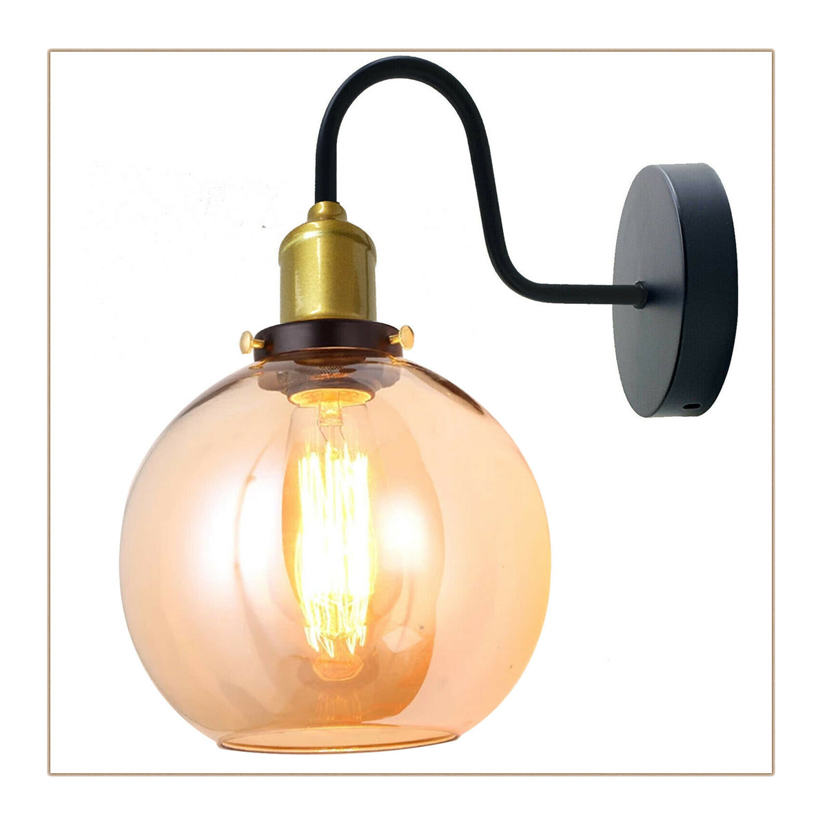 Glass Light Shade Wall Lights Amber Base~1773