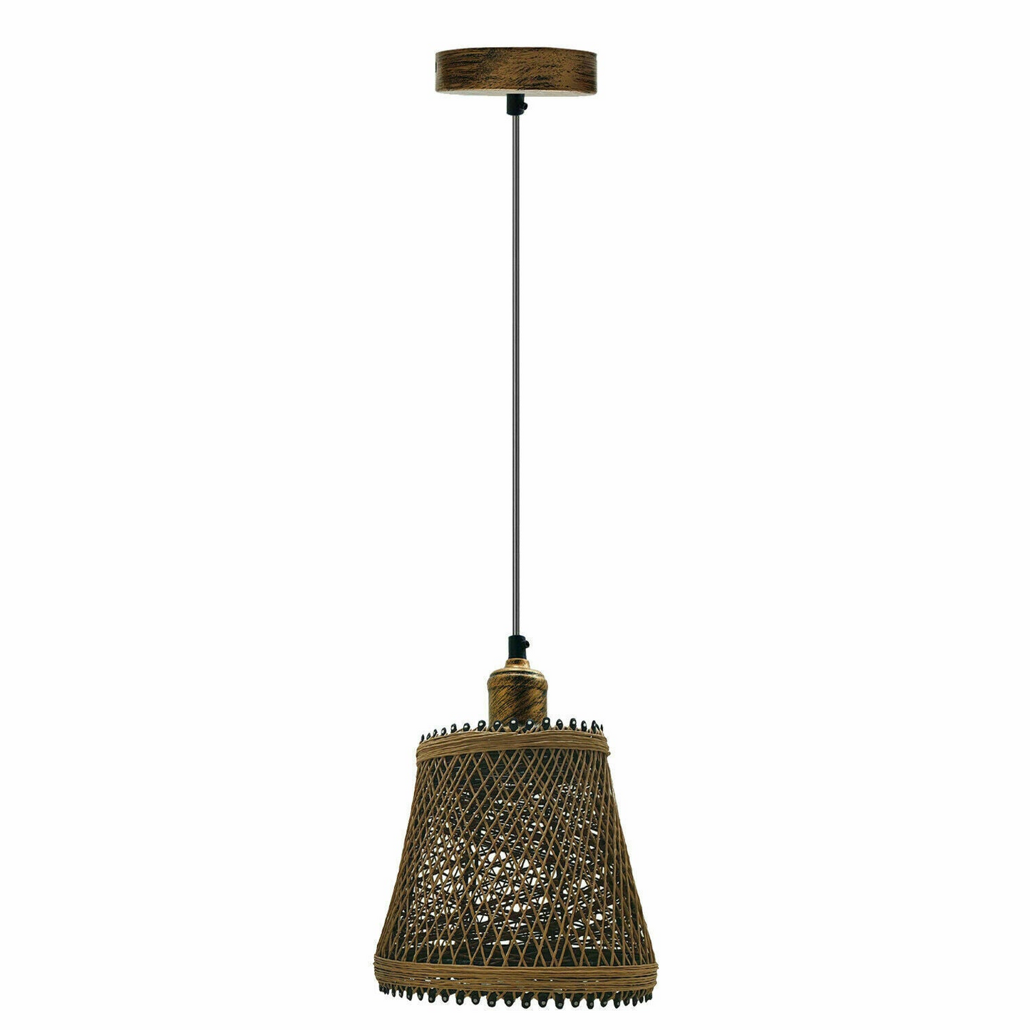 Natural Rattan Wicker Ceiling Pendant Light Lampshade Metal Pendant Lighting Kit - Basket Shape~1562