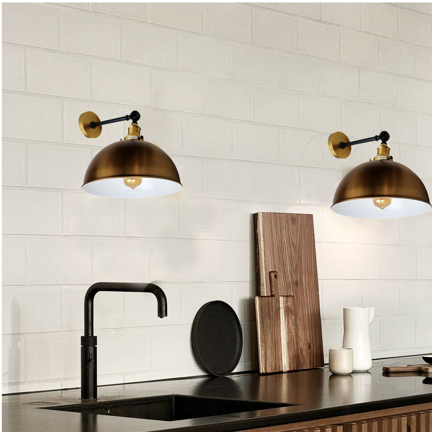 Vintage Style Adjustable Yellow Brass Wall Lights Sconce Lamp Fitting Kit~2474