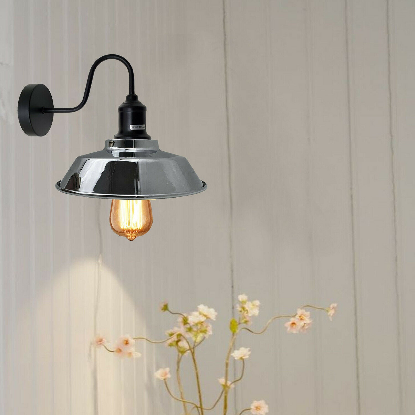 Chrome Vintage Industrial Wall Mounted Light Rustic Sconce Lamp Fixture Wall Light~1982