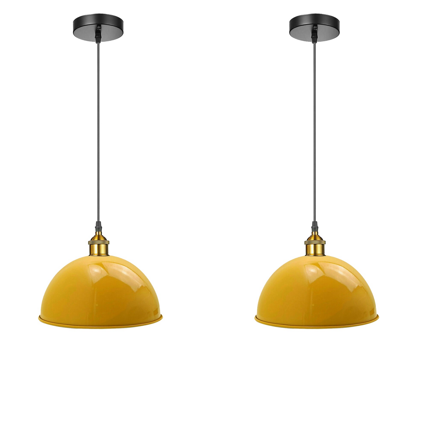 Yellow Retro Pendant Light Industrial Lights 40cm Metal Shade Chandelier~1850