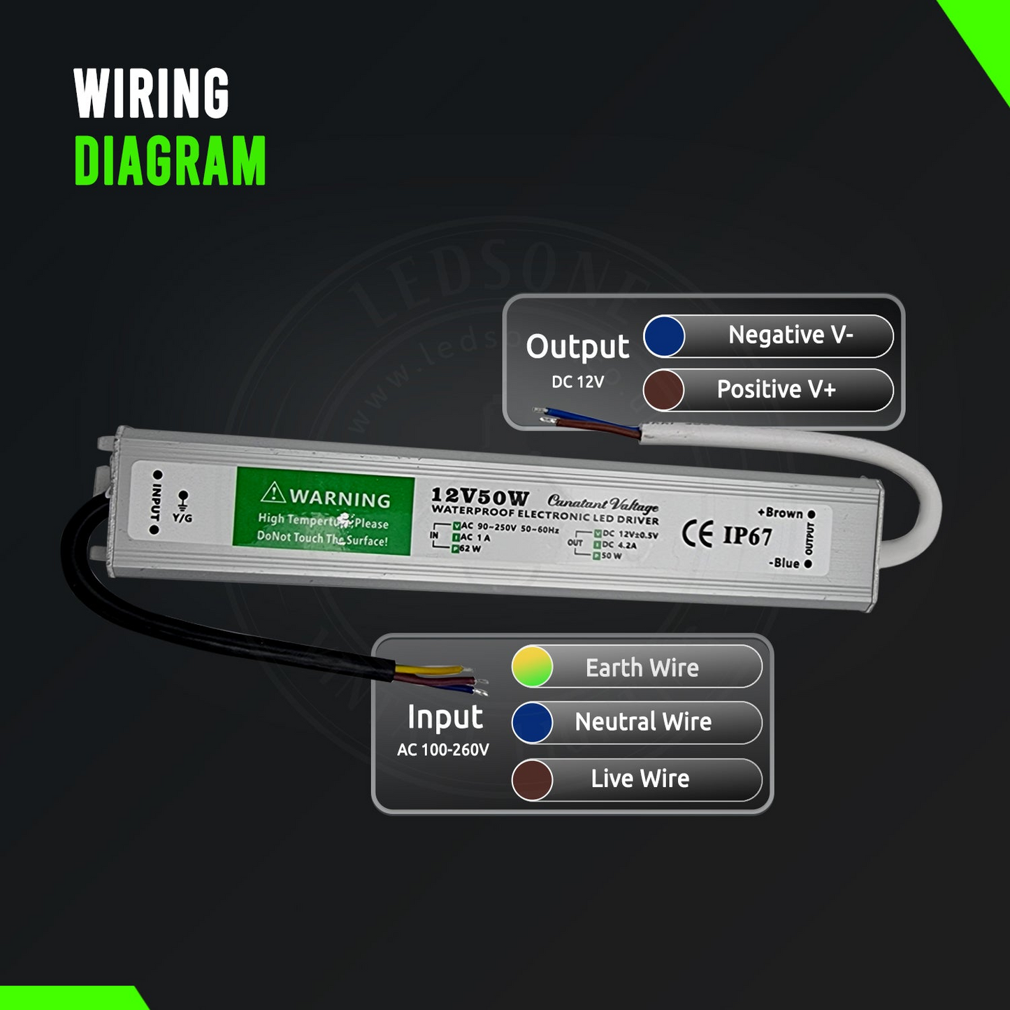 12V 60W IP67 LED Power Supply Transformer ~2098