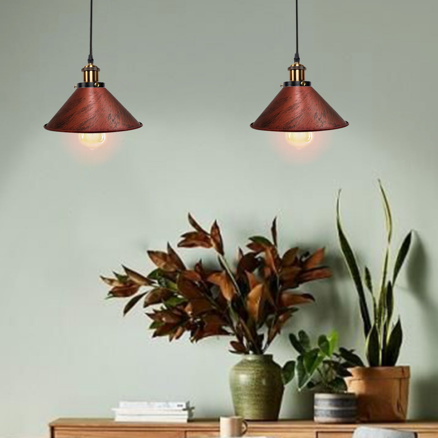 Rustic Red 2 Way Retro Industrial Ceiling E27 Hanging Lamp Pendant Light~3495