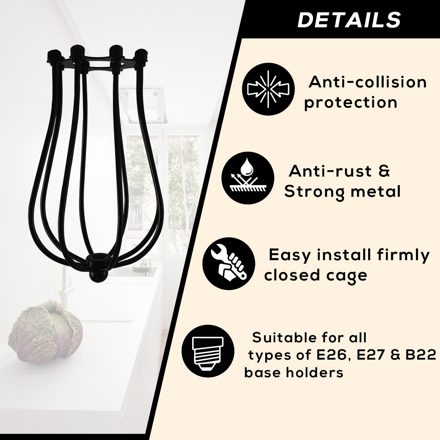 Red Lampshade Metal Balloon Cage Wall Easy Fit Hanging light~2442
