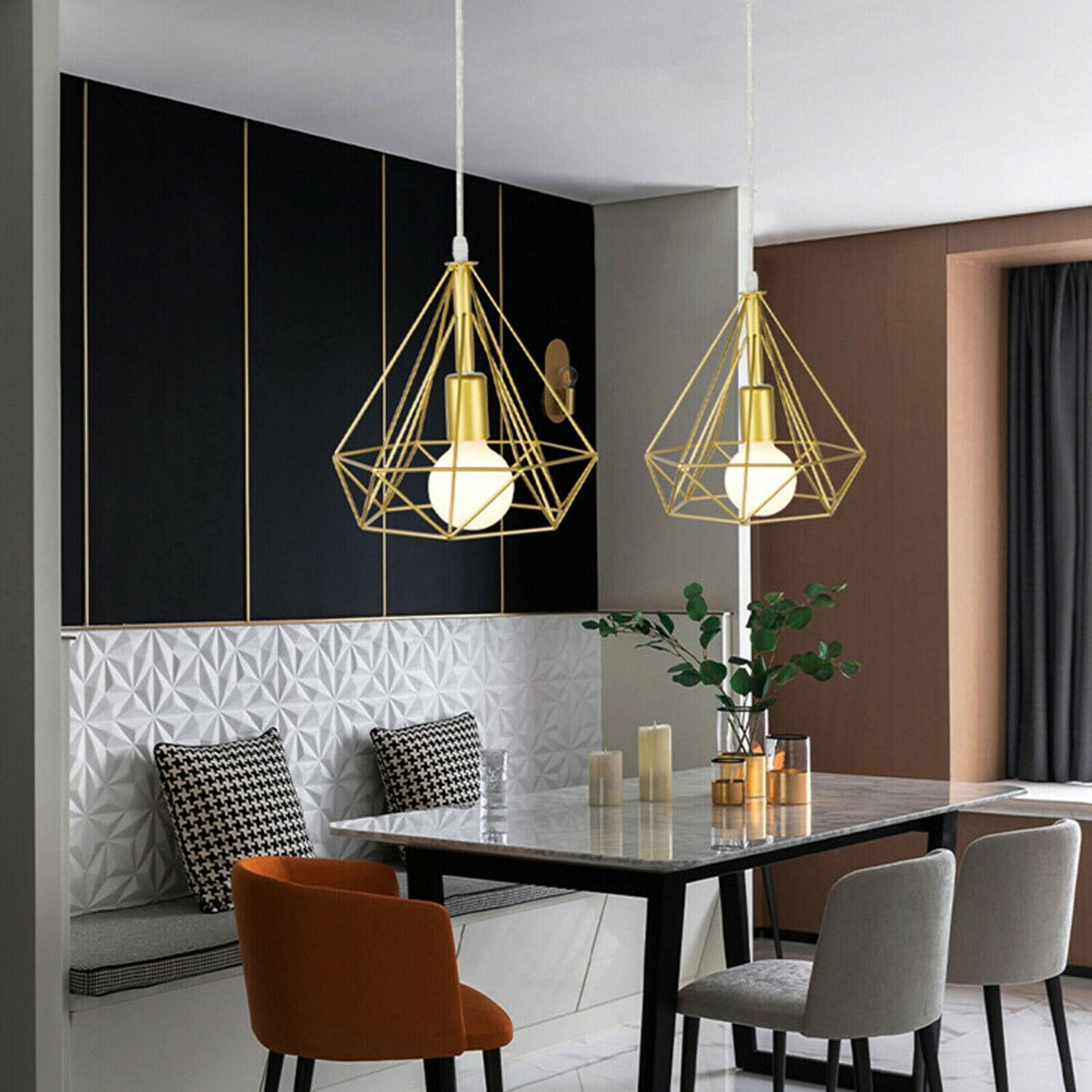 Yellow Geometric Cages Transform Your Ceiling Lights~1989